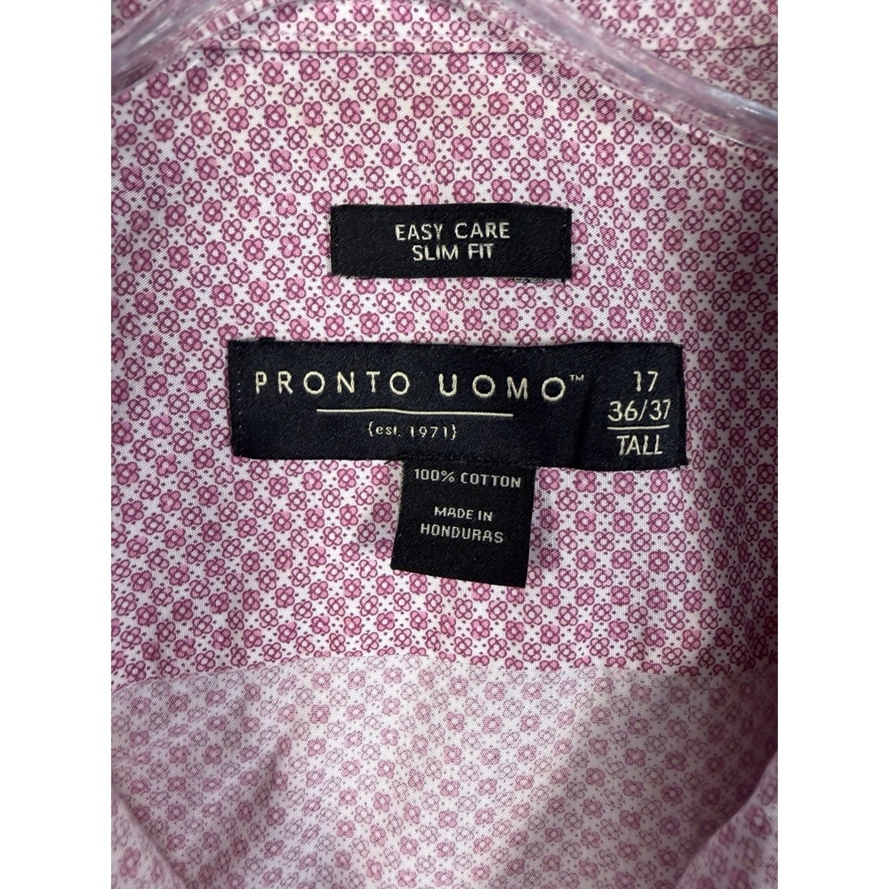 Pronto Uomo Men's 17 36/37 Tall Slim Fit Long Sleeve Button Down Dress Shirt